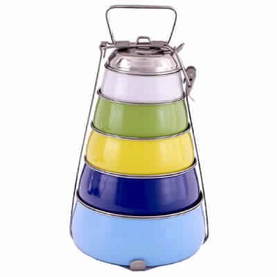 Stainless Steel Multicolor Pyramid Shape Lunch Box