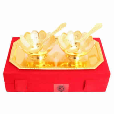 Lotus Design 2 Bowls 2 Spoons 1 Tray With Gift Pack