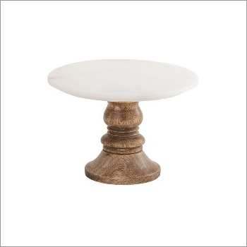 Marble Top Cake Stand With Wooden Base