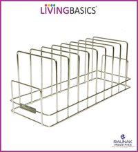 Stainless Steel Dish Racks - Small Size, Stainless Silver Color | 10 Sections Square Shape Organizer Rack For Pots, Pans, And Lids