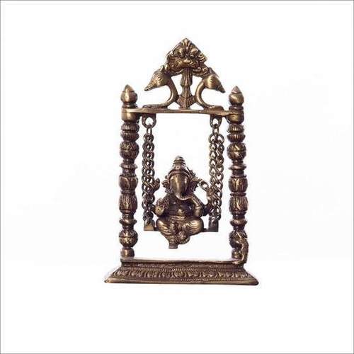 Polishing Ganesha Brass Idol God Of Luck Ganpati Ji On Jhoola Swing Brass Showpiece, Showpieces For Home