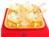 Gold Plated Lotus Design 4 Bowls Set