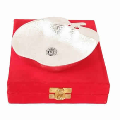 Silver Plated Apple Shape Deep Dish Bowl With Gift Box