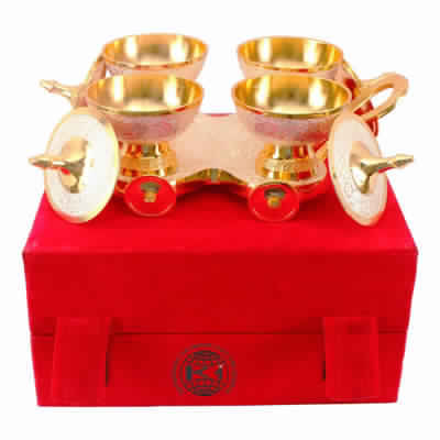 Industrial Silver Plated Gold Polished Set Of 4 Designer Dry Fruits Bowl