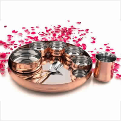 Stainless Steel And Copper Dinner Set