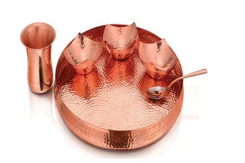 Handmade Pure Copper Traditional Kitchen Dinner Set Of 6 Pcs