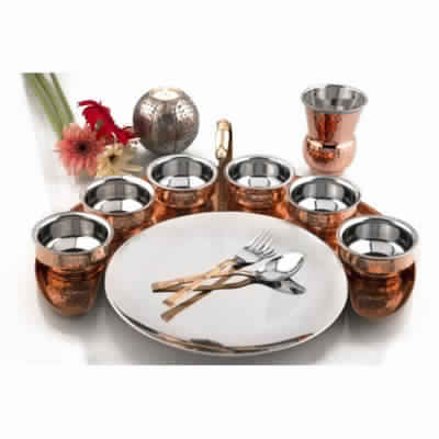 Stainless Steel And Copper Moon Dinner Set