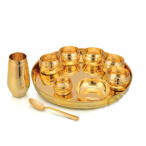 Brass Lateral Thali Set of 10 pcs