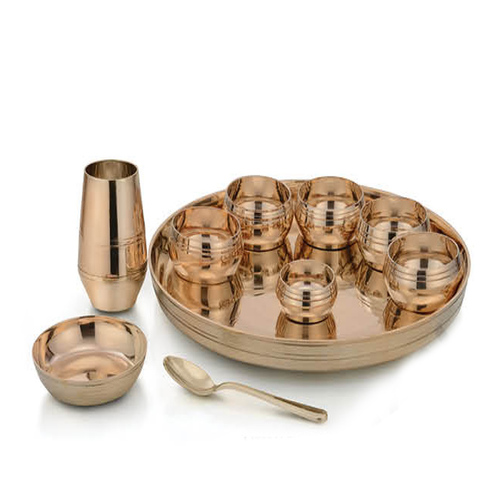 Kansa / Bronze Lateral Thali Set of 10 pcs