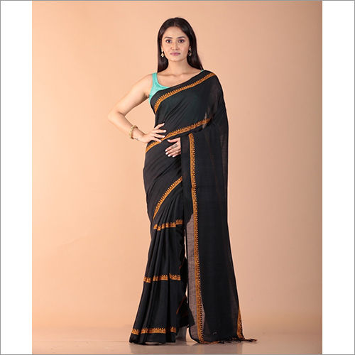 Black Ladies Casual Handloom Cottonsaree