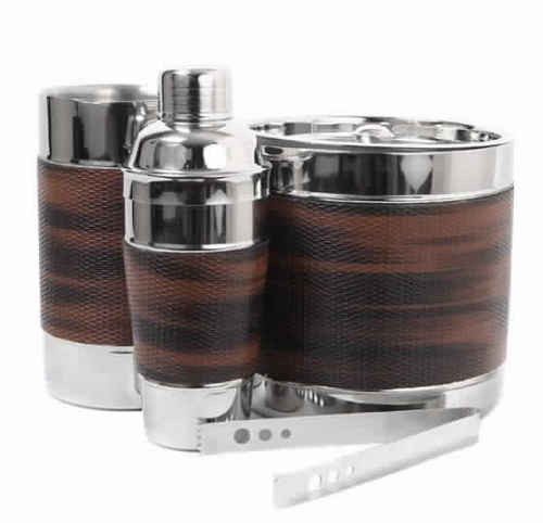 Stainless Steel Leather Bar Set