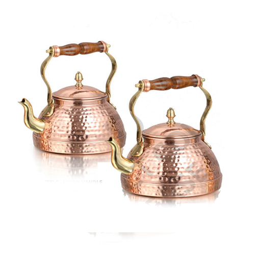 Copper Tea Kettle With Wooden Handle