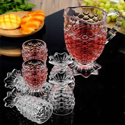 Crystal Pineapple Lemon Set Of 7pcs ( 6 Glass + 1 Jug )