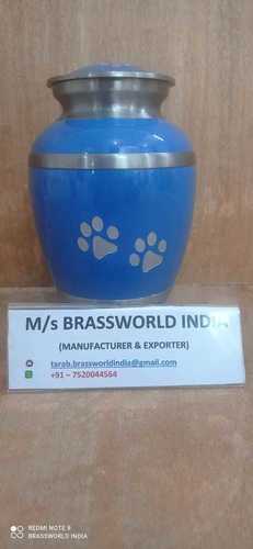 brass blue with silver pet paw pet cremation urn funeral supplies