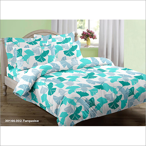 Turquoise Printed Bed Cover