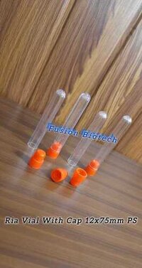 Ria Vial With Stopper - Plastic, 12x75 Mm, Red Color | Laboratory Application, 3 Ml Capacity