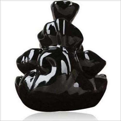 Polishing Black Mountain Waterfall Incense Holder Backflow Smoke Flow Incense Burner