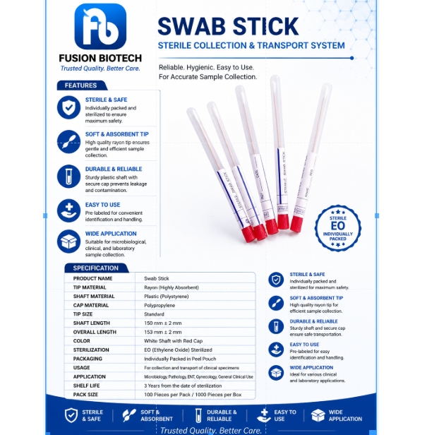 Sterile Swab Sticks With Tube - Color: White