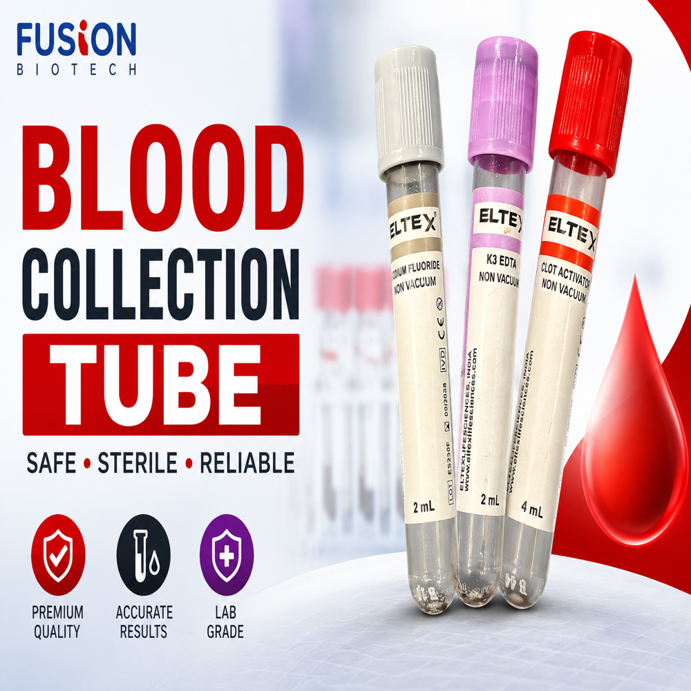 Non Vacuum Blood Collection Tube - Polypropylene, 13x75 Mm, Purple & Red Color, 4ml Capacity | Laboratory Use, Disposable Design