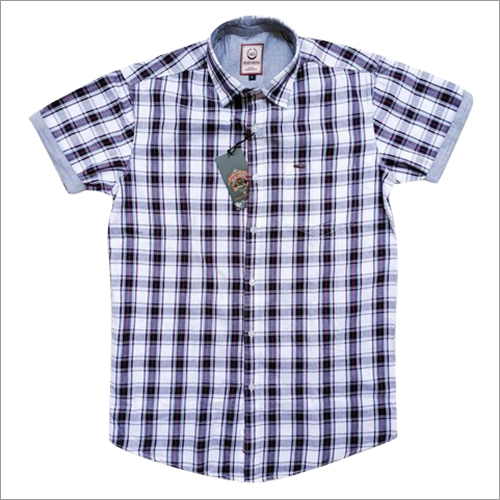 Mens Half Sleeves Cotton Check Shirts