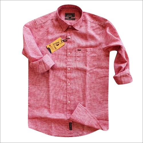Mens Cotton Linen Plain Shirt