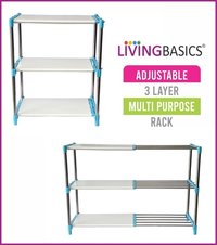 Kitchen Storage Rack - Stainless Steel, 50x30x65 Cm, Cyan Blue | Heavy Duty, Adjustable 3-layer Organizer For Kitchen, Office, Bathroom, And More