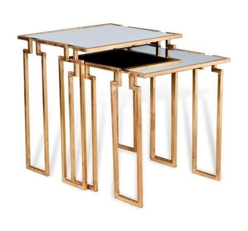 STEEL FURNITURE - Steel, Variable Dimensions, Gold | Durable Steel, Easy Assembly, Nesting Tables, Space Saving, Stylish Art Deco Design, Mirrored Finish