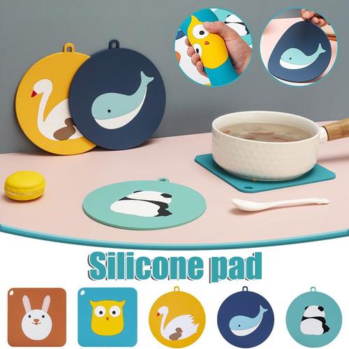Silicone Round Cute Cartoon Print Bowl Mat