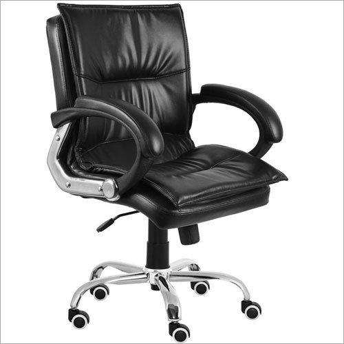 Black Leather Mid Back Office Chair