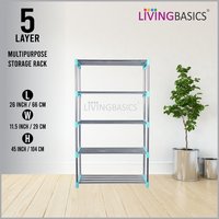 5 Shelves Shoe Stand - Stainless Steel & Abs Plastic, 66x29.2x114.3 Cm, Cyan Blue | Durable, Uv Resistant, Multipurpose, Modern Design, No Assembly Required