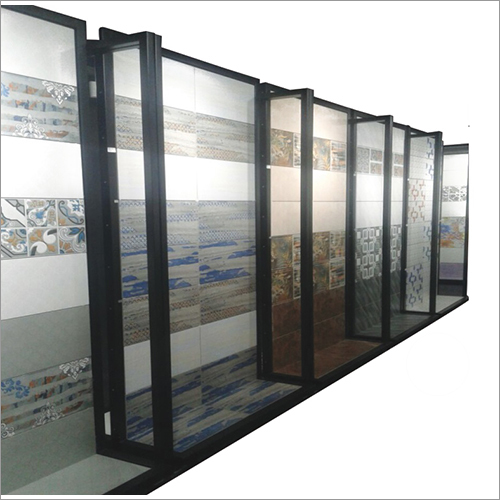 Tiles Display Rack - Mild Steel, 8 ft Height , Heavy Duty Single Sided Display Stand with Powder Coated Finish for Showroom Use
