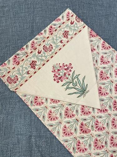 Multicolor Cotton Hand Block Printed Table Runner Canvas Floral Printed Table Linen