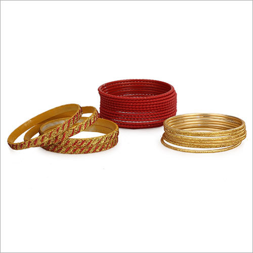 Red And Golden Bangle Set