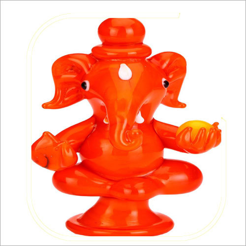 Crystal Orange Ganesh Showpiece