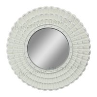 Wooden Mirror Frame - Wood, 23.5 X 23.5 X 0.75 Inch, White Antique | Hand Carved, Painted, Polished, Ideal For Gift & Home Decoration