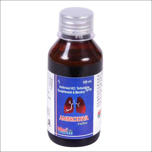 100Ml Ambroxol Hcl Terbutaline Guaiphensin And Menthol Syrup General Medicines