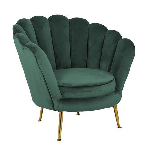 Green Velvet Fabric Lounge Chair