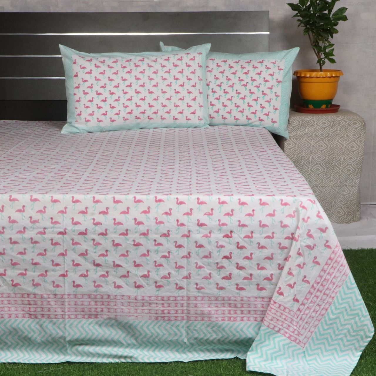 Hand block printed cotton bedsheets