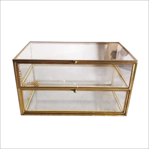 Rectangular Brass And Glass Jewellery Box