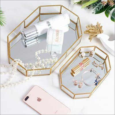 Transparent Brass Glass Jewellery Box
