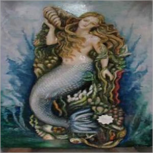 Escultura del Mermaid de la pared de la fibra de vidrio