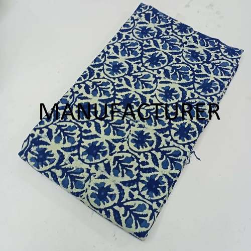 Hand Block Printed cotton fabric in indigo print