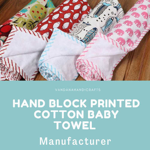 HAND BLOCK PRINTED COTTON BABY TOWEL