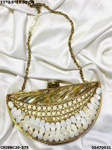 Designer Brass MOP Clutch
