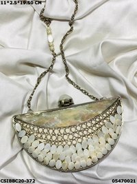 Designer Brass MOP Clutch