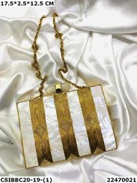 Handcrafted Brass Mother of Pearl Clutch