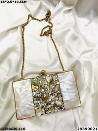 Handcrafted Brass Mother of Pearl Clutch
