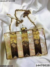 Handcrafted Brass Mother of Pearl Clutch