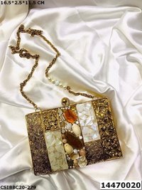 Brass MOP Designer Clutch Bag
