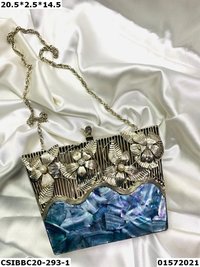 Brass Mother of Pearl Handmade Clutch